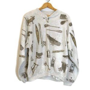 Artisians Sunschein Designs Size XL Woodland Camping Theme Sweatshirt Made USA